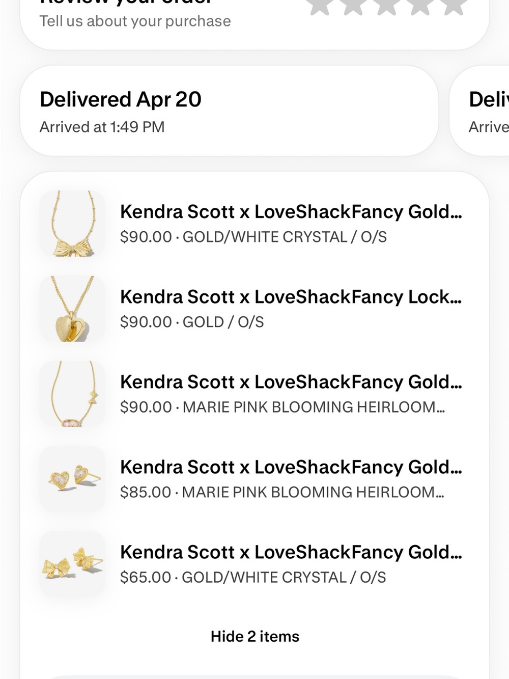 Kendra Scott x LoveShackFancy 5 piece bundle💛
